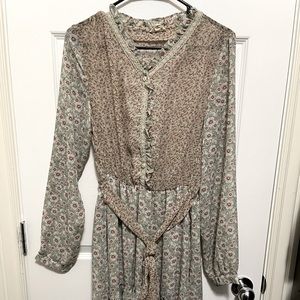 POL ruffled floral mixed print dress